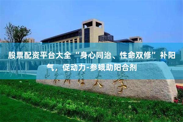 股票配资平台大全 “身心同治、性命双修” 补阳气，促动力-参蛾助阳合剂