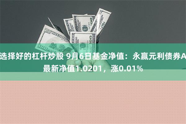 选择好的杠杆炒股 9月6日基金净值：永赢元利债券A最新净值1.0201，涨0.01%