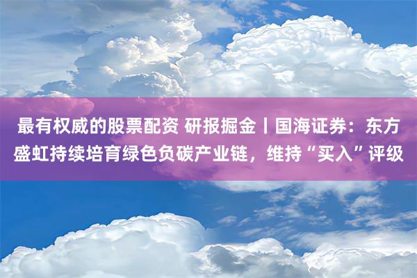 最有权威的股票配资 研报掘金丨国海证券：东方盛虹持续培育绿色负碳产业链，维持“买入”评级